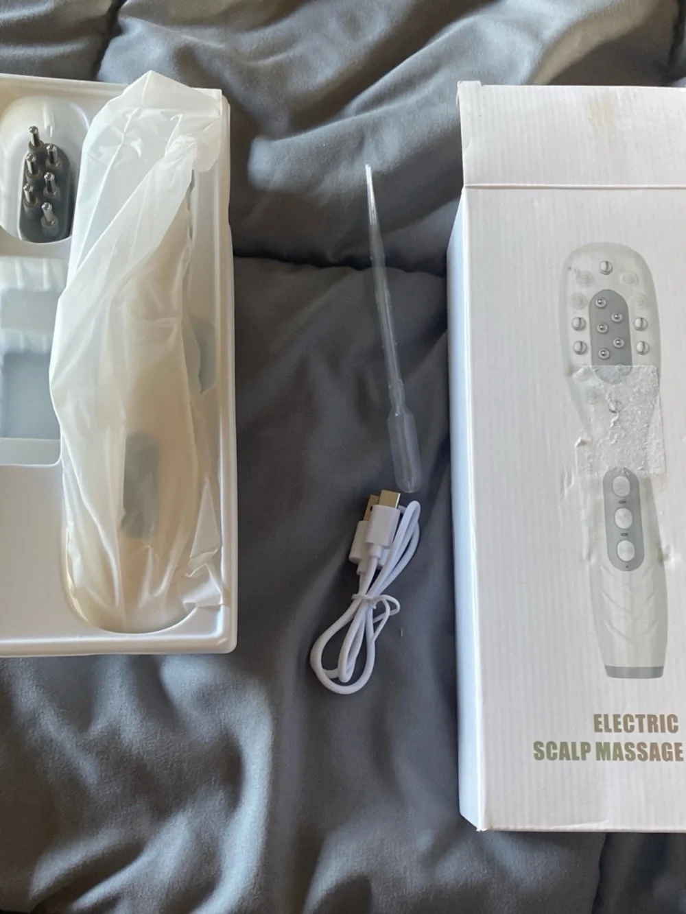 White Portable Electronic Scalp Massager with USB Charging